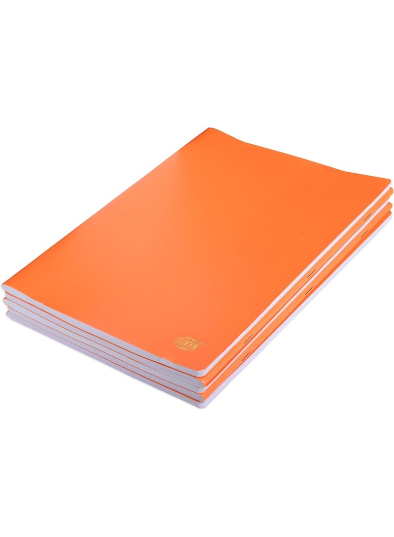 FIS® Notebook, Soft Cover PP Materials, Size A4(210x297mm), Plain White Paper, 80 Sheets, 160 Pages, 2 Round Edges, Packet of 5 Pieces, Neon Orange Color-FSNBA4PLPPNOR - Image 1